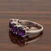 Sterling Silver Natural Amethyst 3.55 Ctw Women's 3-Stone Design Ring - Kimaya INC