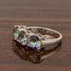 Sterling Silver Natural Mystic Topaz 3.55 Ctw Women's 3-Stone Design Ring - Kimaya INC