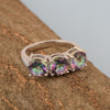 Sterling Silver Natural Mystic Topaz 3.55 Ctw Women's 3-Stone Design Ring - Kimaya INC