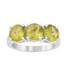 Sterling Silver Natural Peridot 3.55 Ctw Women's 3-Stone Design Ring - Kimaya INC