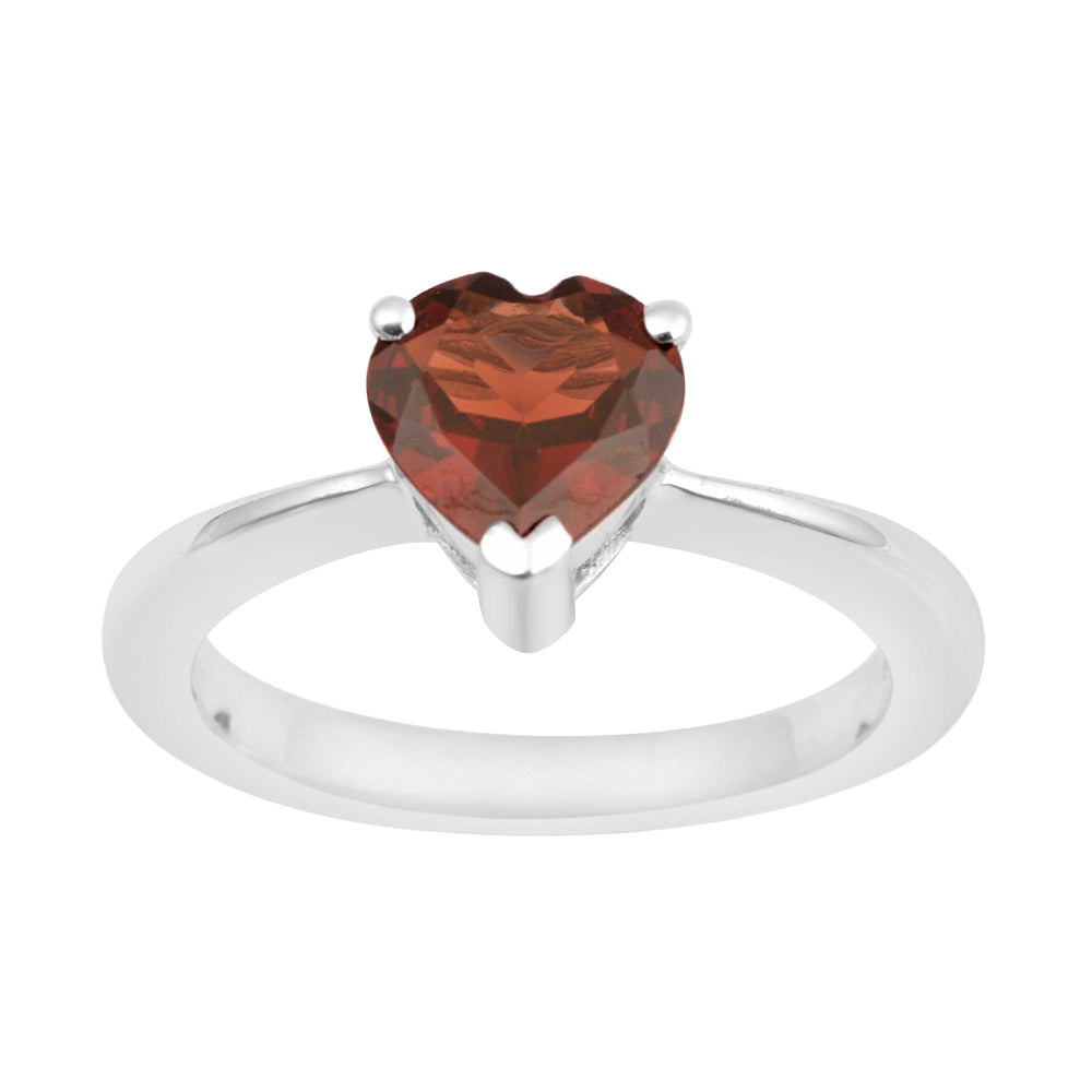 Heart Cut 7 MM Garnet Gemstone 925 Sterling Silver Women Engagement Ring - Kimaya INC