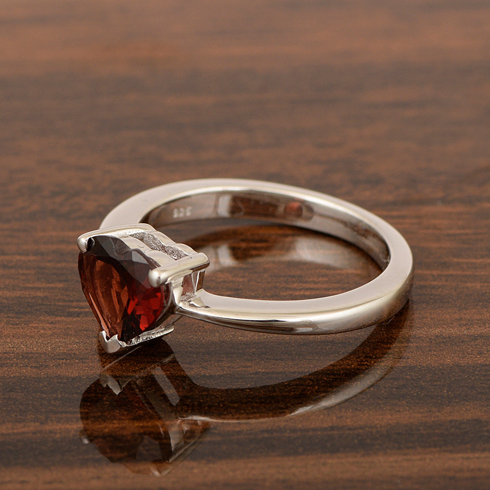 Heart Cut 7 MM Garnet Gemstone 925 Sterling Silver Women Engagement Ring - Kimaya INC