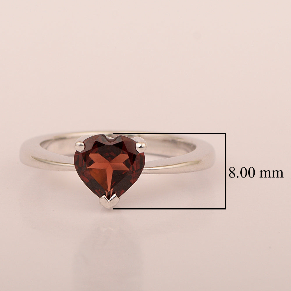 Heart Cut 7 MM Garnet Gemstone 925 Sterling Silver Women Engagement Ring - Kimaya INC