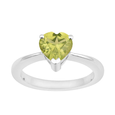 Heart Cut 7 MM Peridot Gemstone 925 Sterling Silver Women Engagement Ring - Kimaya INC