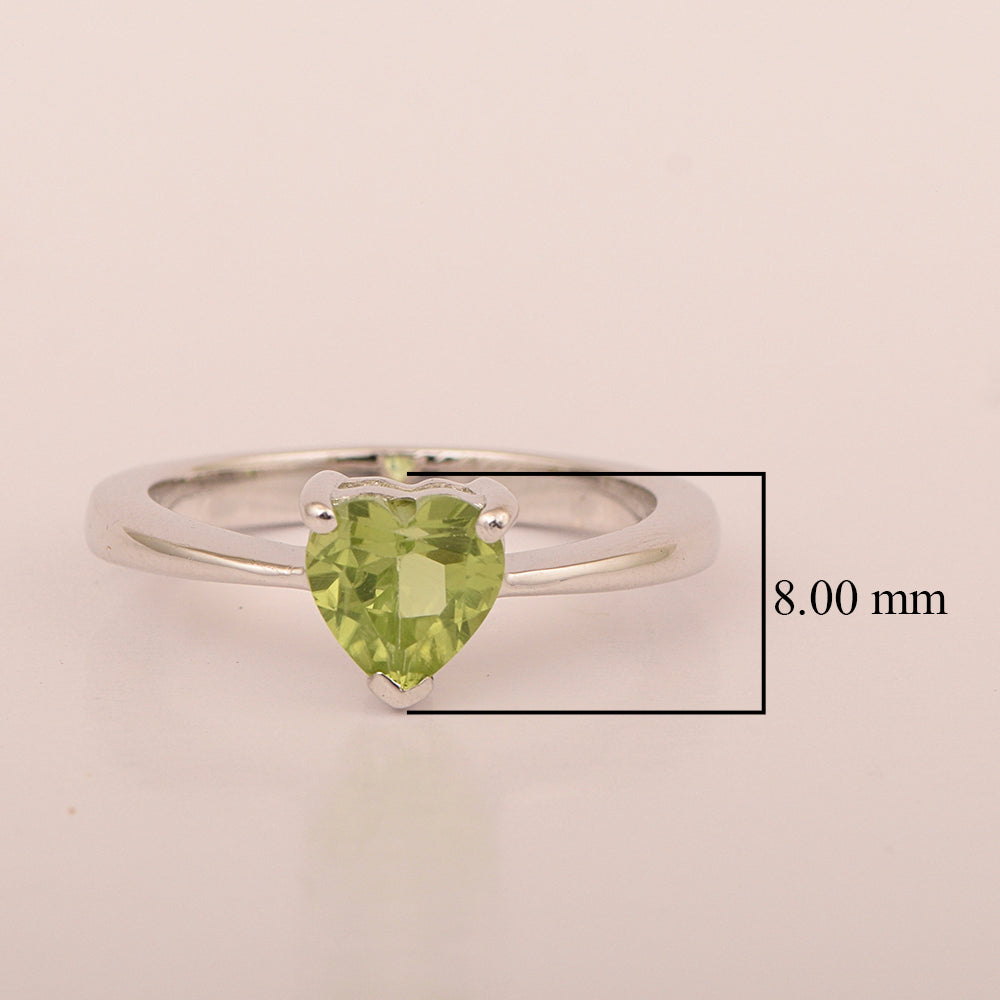 Heart Cut 7 MM Peridot Gemstone 925 Sterling Silver Women Engagement Ring - Kimaya INC