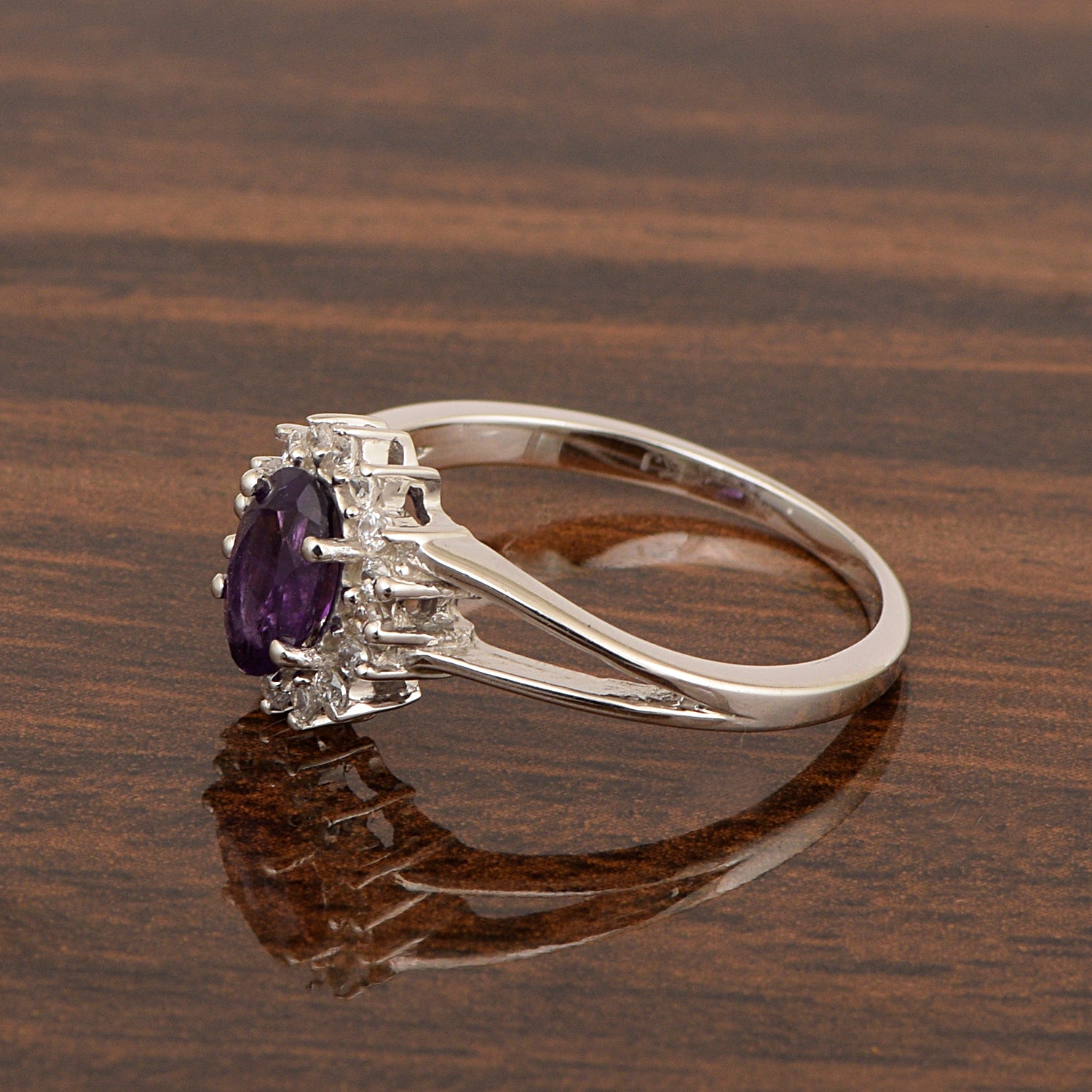 Oval Shape Amethyst 1.5ct. 8X6mm Gemstone 925 Sterling Silver Solitaire Accents Ring - Kimaya INC