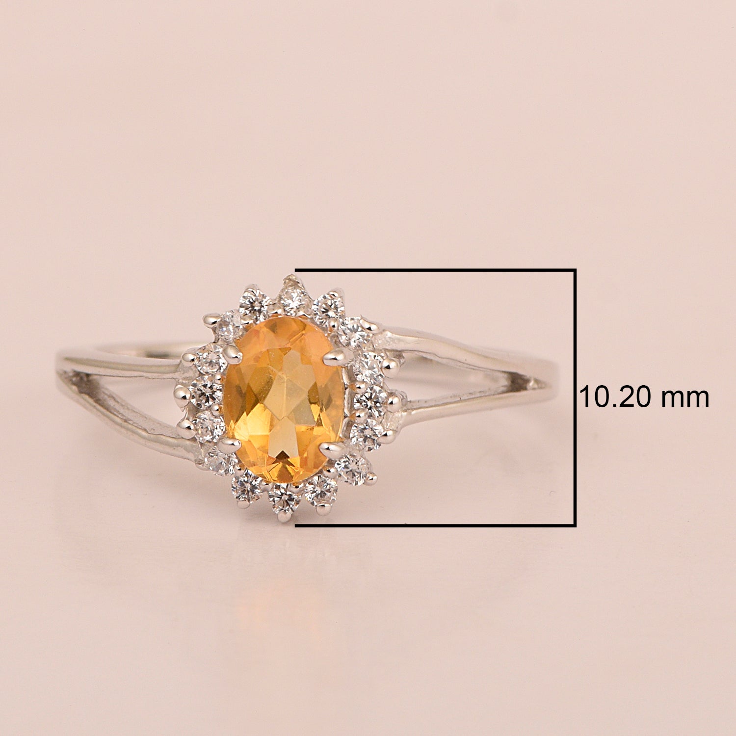 Oval Shape Citrine 1.5ct. 8X6mm Gemstone 925 Sterling Silver Solitaire Accents Ring - Kimaya INC