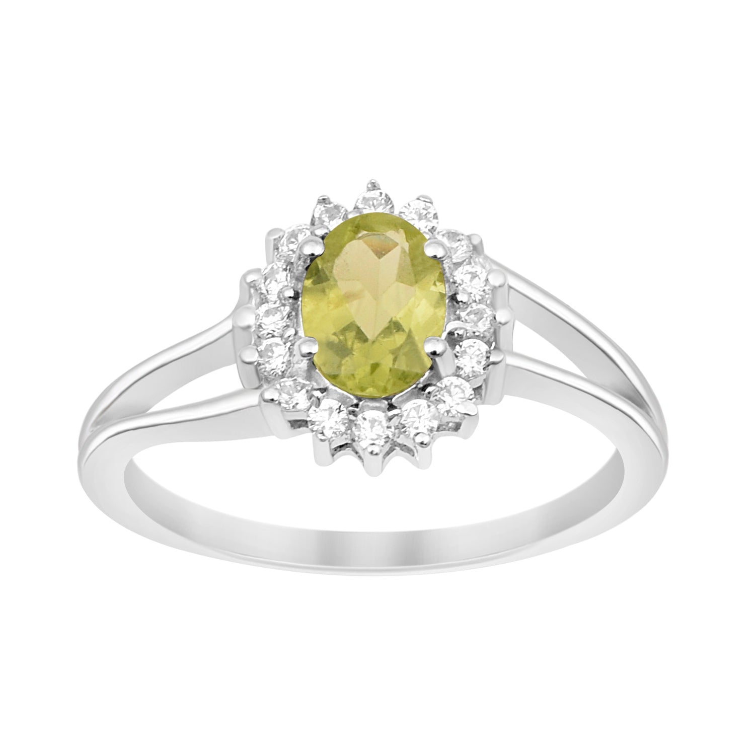 Oval Shape Peridot 1.5ct. 8X6mm Gemstone 925 Sterling Silver Solitaire Accents Ring - Kimaya INC