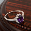 925 Sterling Silver Oval Shape 8X6 MM Amethyst Women Engagement Ring - Kimaya INC