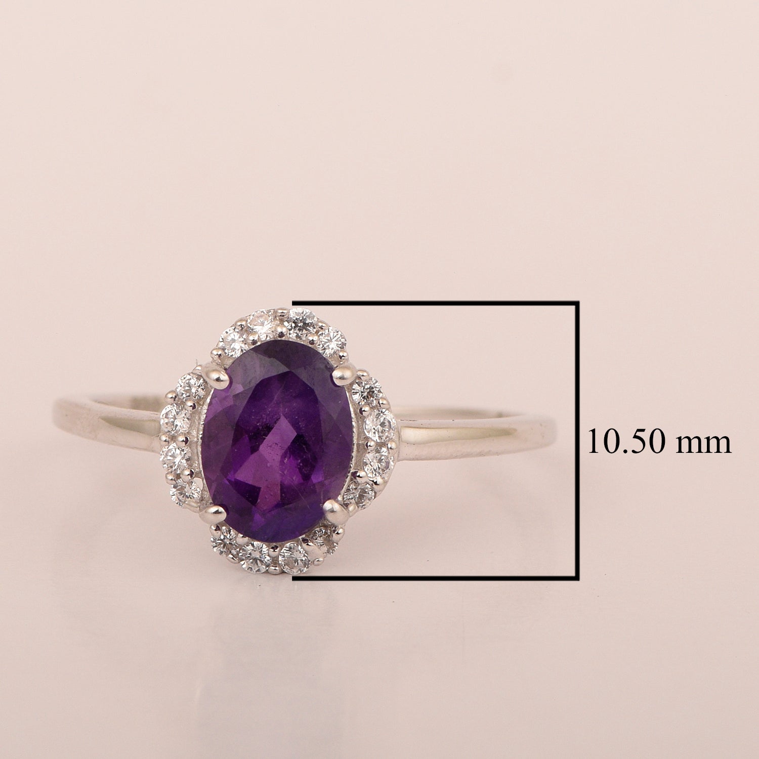 925 Sterling Silver Oval Shape 8X6 MM Amethyst Women Engagement Ring - Kimaya INC