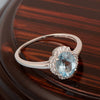 925 Sterling Silver Oval Shape 8X6 MM Aquamarine Women Engagement Ring - Kimaya INC