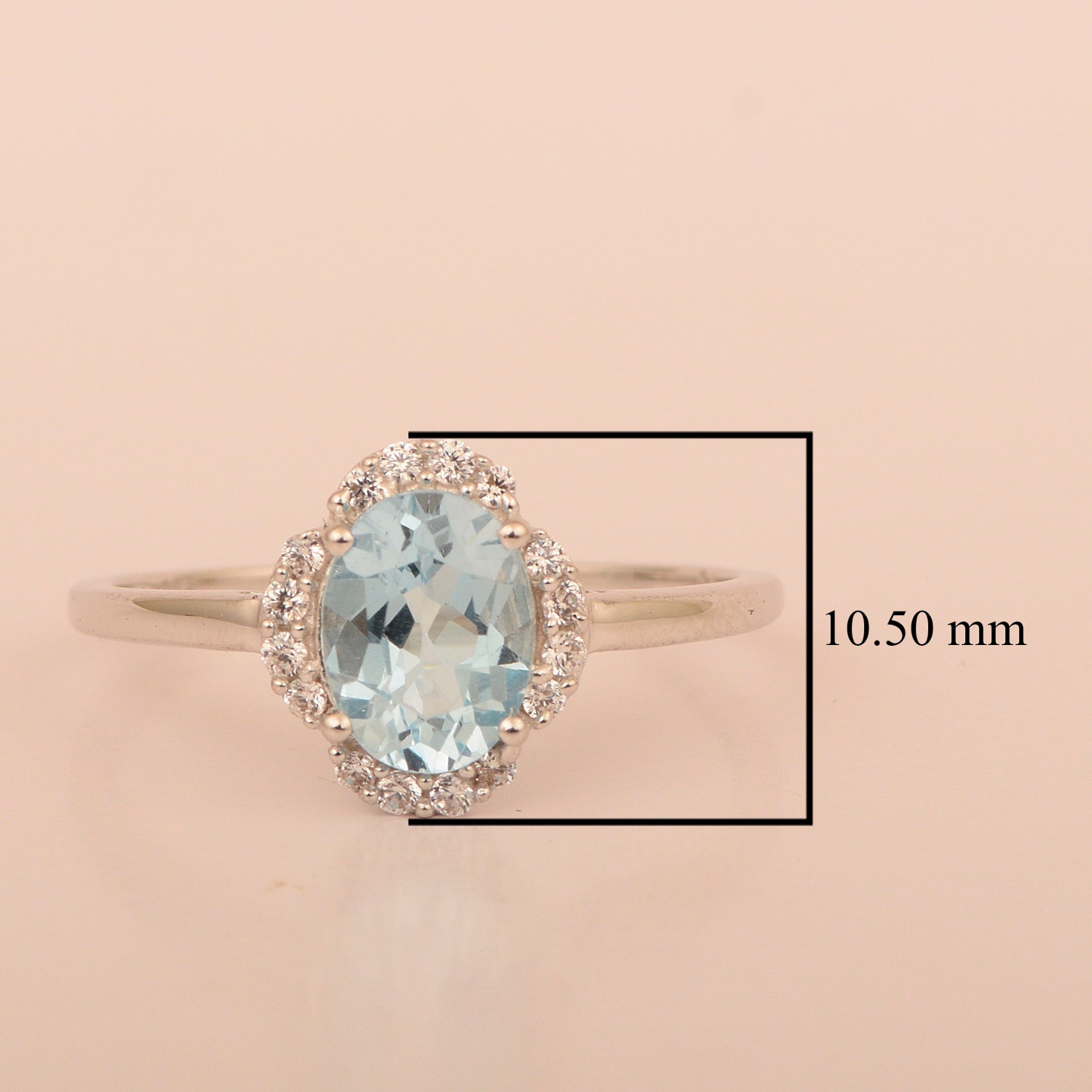 925 Sterling Silver Oval Shape 8X6 MM Aquamarine Women Engagement Ring - Kimaya INC