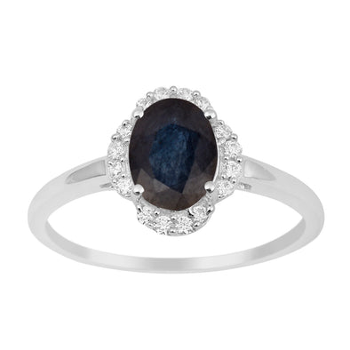 925 Sterling Silver Oval Shape 8X6 MM Blue Sapphire Women Engagement Ring - Kimaya INC