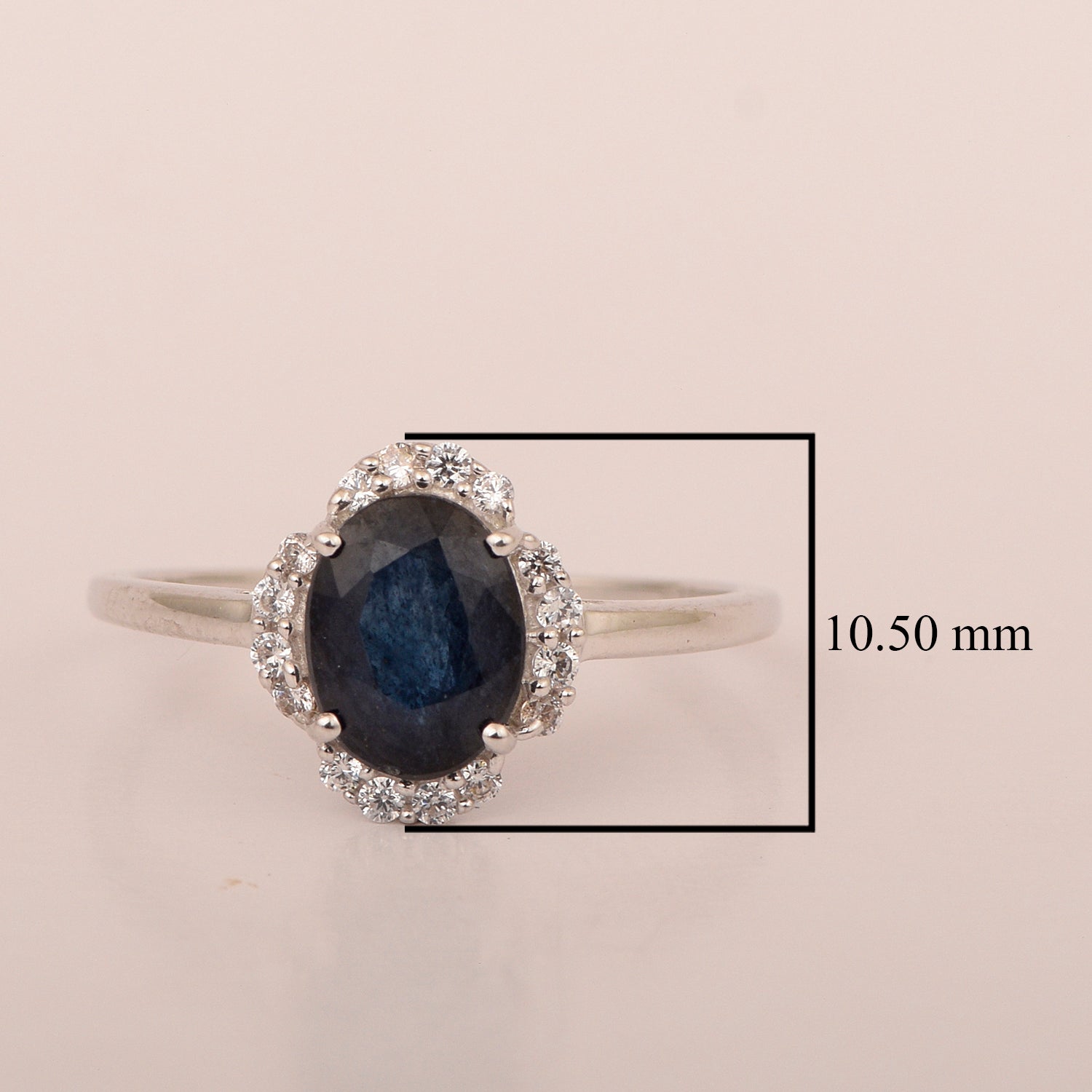 925 Sterling Silver Oval Shape 8X6 MM Blue Sapphire Women Engagement Ring - Kimaya INC