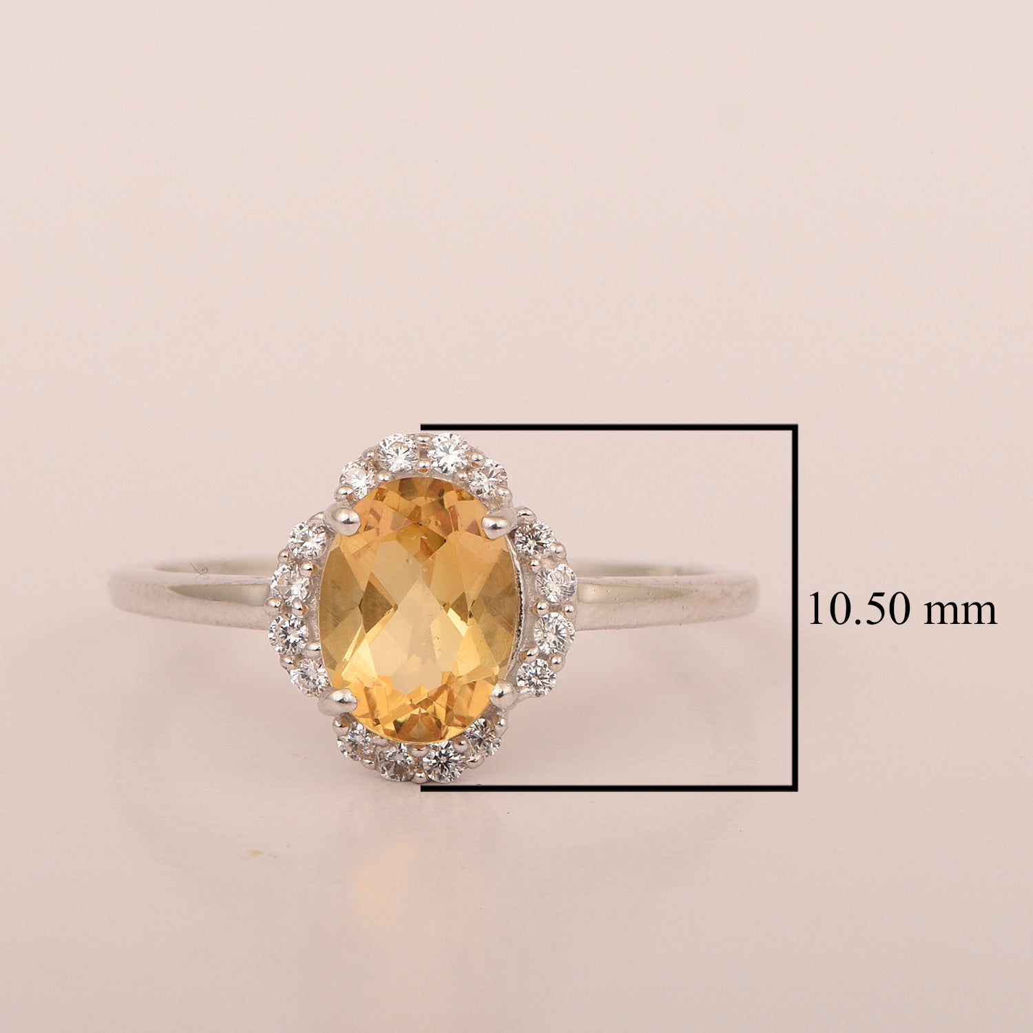 925 Sterling Silver Oval Shape 8X6 MM Citrine Women Engagement Ring - Kimaya INC