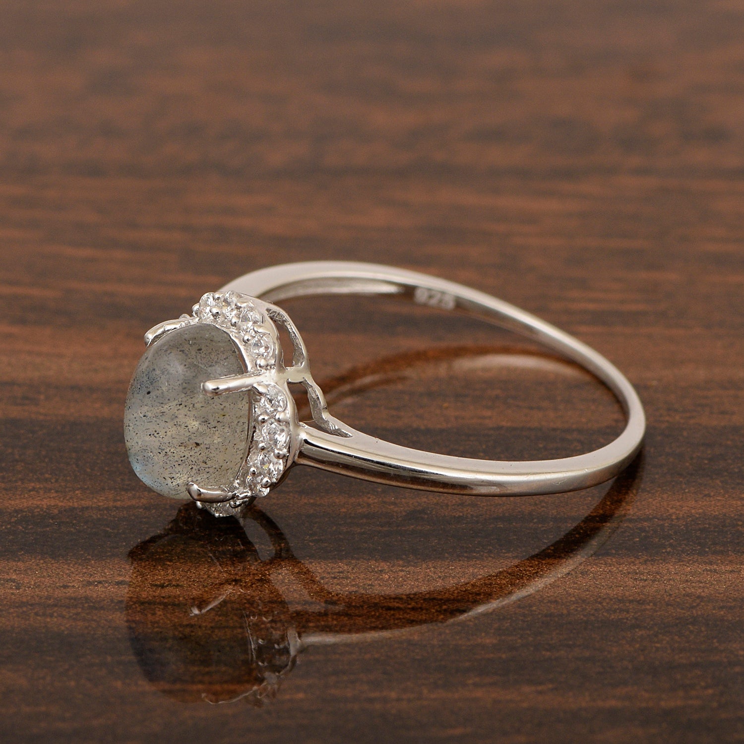 925 Sterling Silver Oval Shape 8X6 MM Labradorite Women Engagement Ring - Kimaya INC