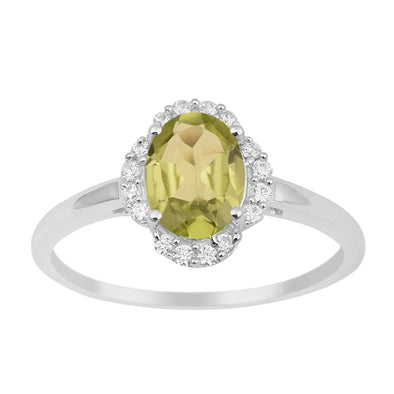 925 Sterling Silver Oval Shape 8X6 MM Peridot Women Engagement Ring - Kimaya INC