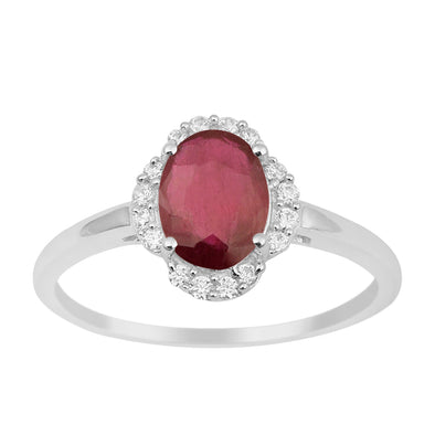 925 Sterling Silver Oval Shape 8X6 MM Ruby Women Engagement Ring - Kimaya INC