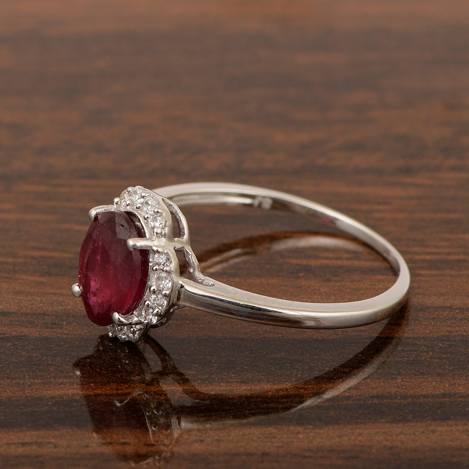 925 Sterling Silver Oval Shape 8X6 MM Ruby Women Engagement Ring - Kimaya INC