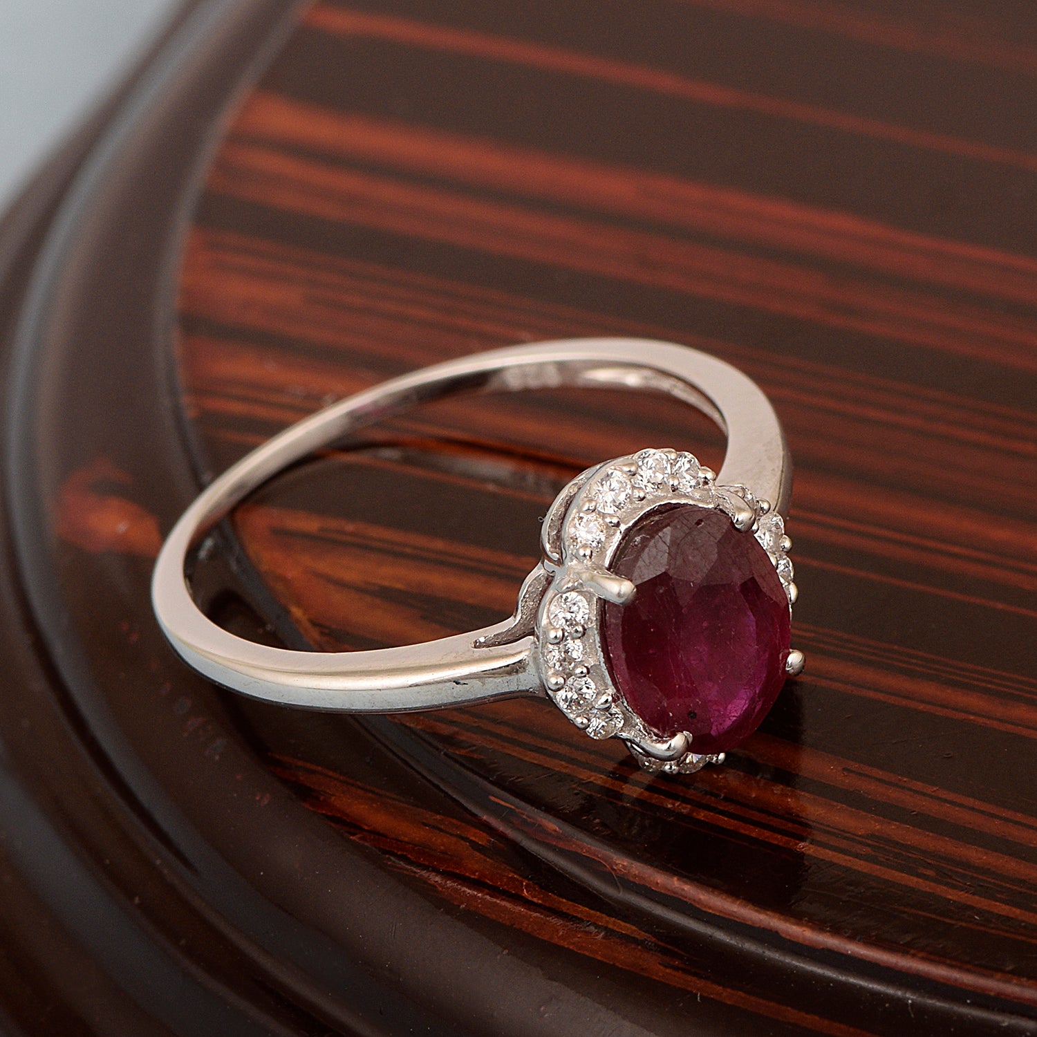 925 Sterling Silver Oval Shape 8X6 MM Ruby Women Engagement Ring - Kimaya INC