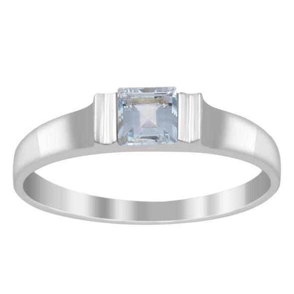925 Sterling Silver Ring Princess Cut 4MM Aquamarine Wedding Stacking Ring - Kimaya INC