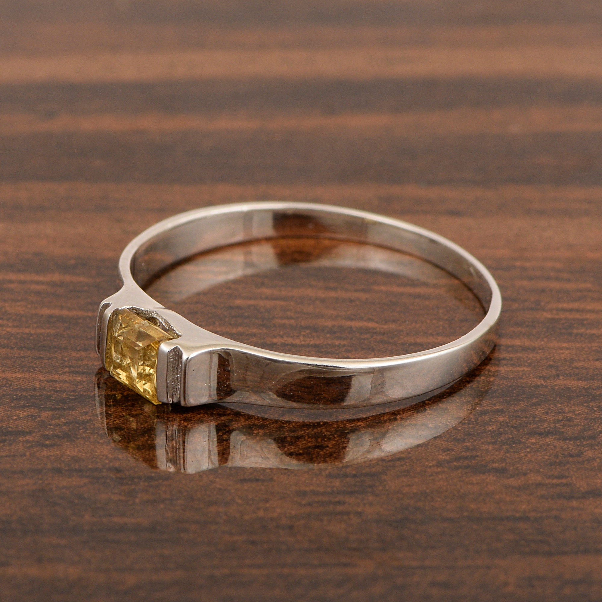 925 Sterling Silver Ring Princess Cut 4MM Citrine Wedding Stacking Ring - Kimaya INC