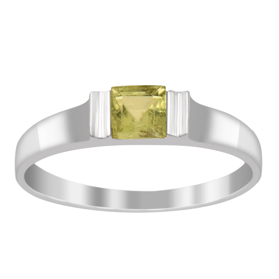 Peridot 4MM Princess Cut Stacking Ring - Sterling Silver