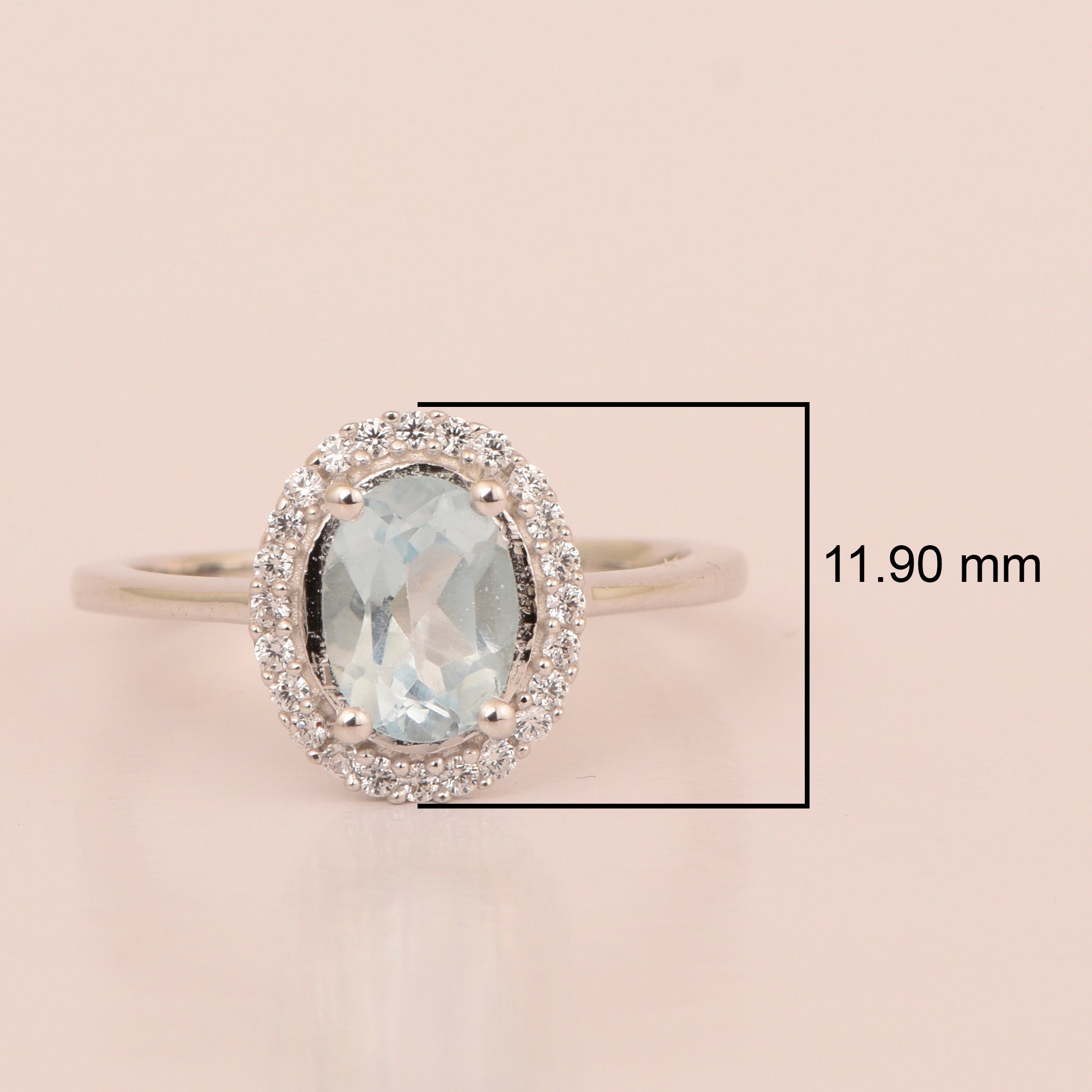 925 Sterling Silver 1.75 Ctw Oval Aquamarine & White Accents Women Ring - Kimaya INC