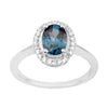 925 Sterling Silver 1.75 Ctw Oval London Blue Topaz & White Accents Women Ring - Kimaya INC