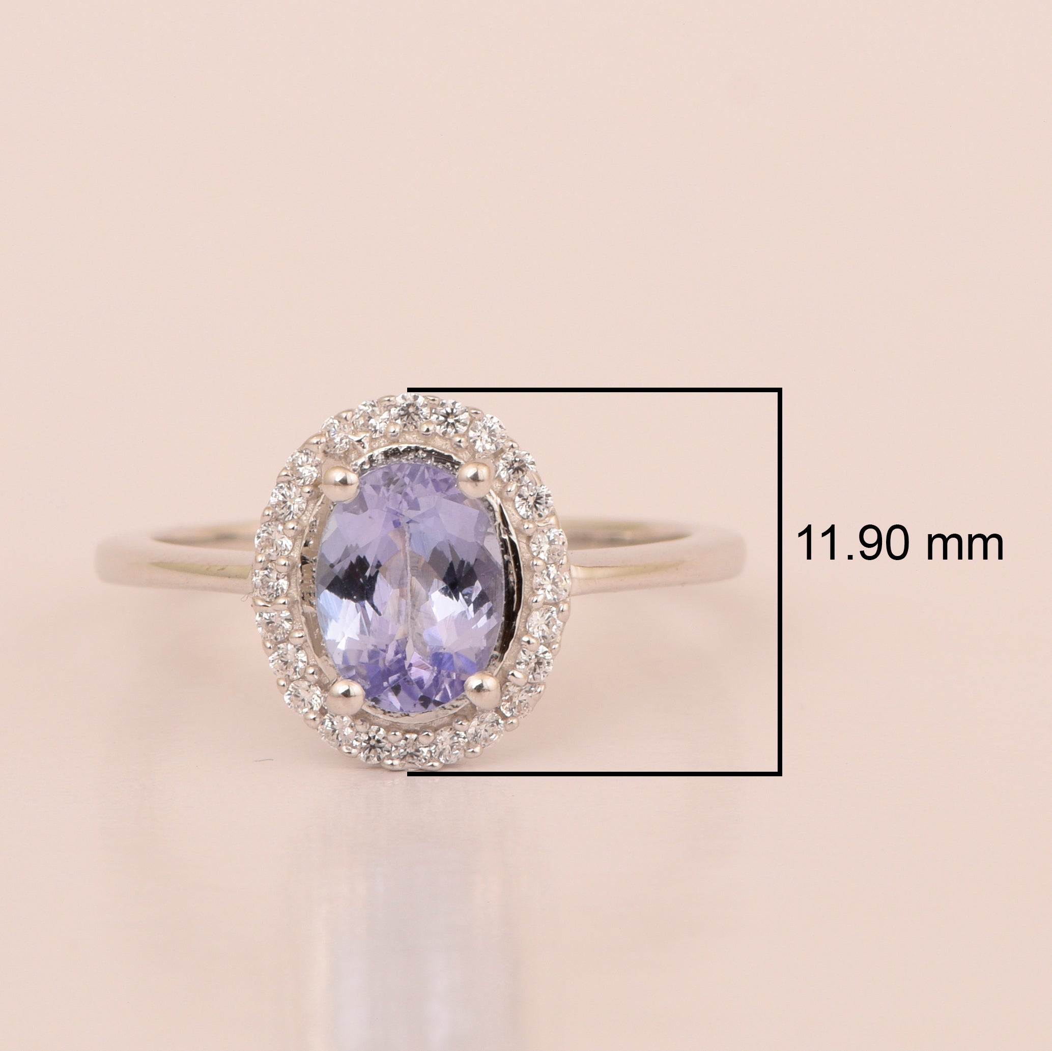 925 Sterling Silver 1.75 Ctw Oval Tanzanite & White Accents Women Ring - Kimaya INC