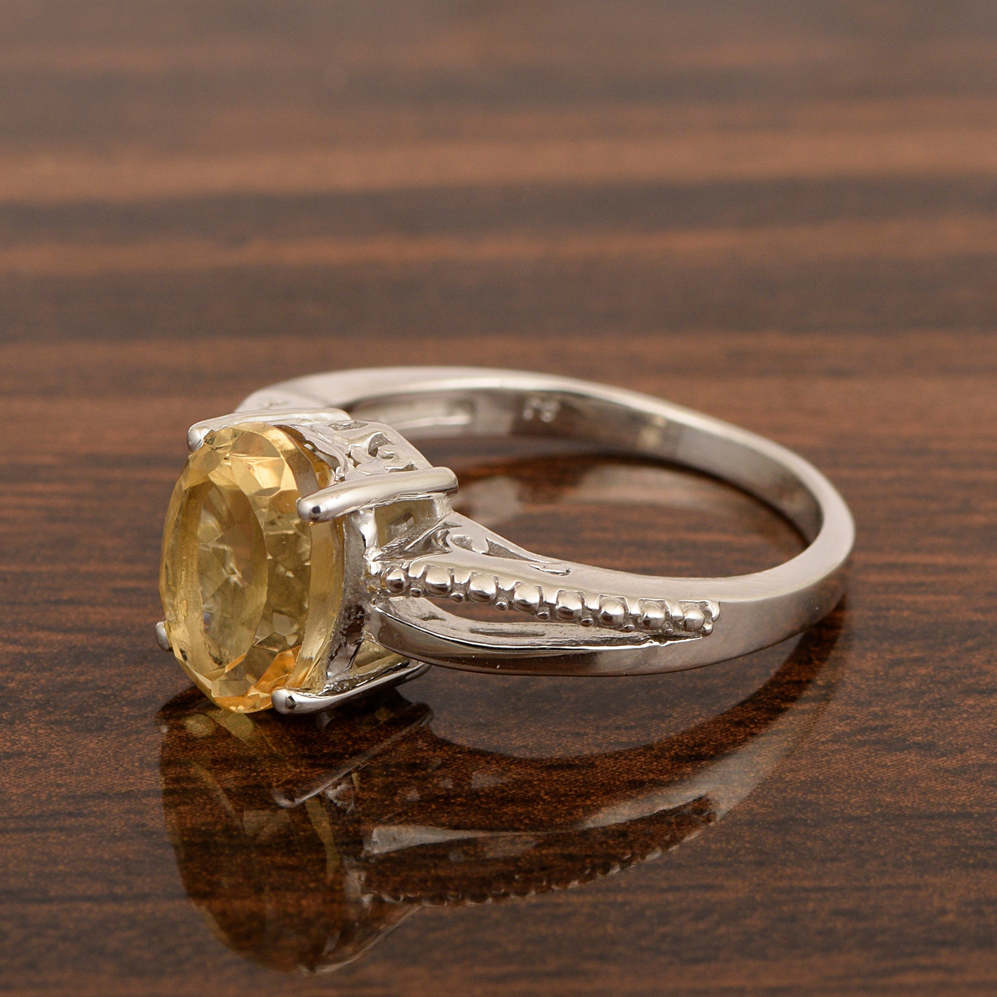 3ct Oval Citrine 925 Sterling Silver Promise Rings for Her - Kimaya INC