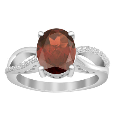 3ct Oval Garnet 925 Sterling Silver Promise Rings for Her - Kimaya INC