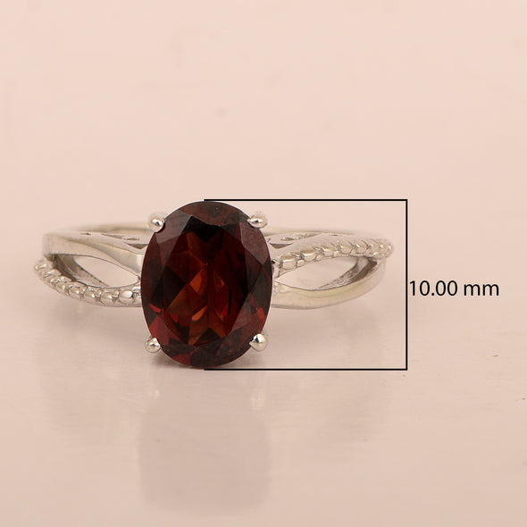 3ct Oval Garnet 925 Sterling Silver Promise Rings for Her - Kimaya INC
