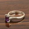 925 Sterling Silver Emerald Cut 7X5MM Amethyst Solitaire Women Ring - Kimaya INC