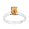 925 Sterling Silver Emerald Cut 7X5MM Citrine Solitaire Women Ring - Kimaya INC