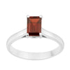 925 Sterling Silver Emerald Cut 7X5MM Garnet Solitaire Women Ring - Kimaya INC