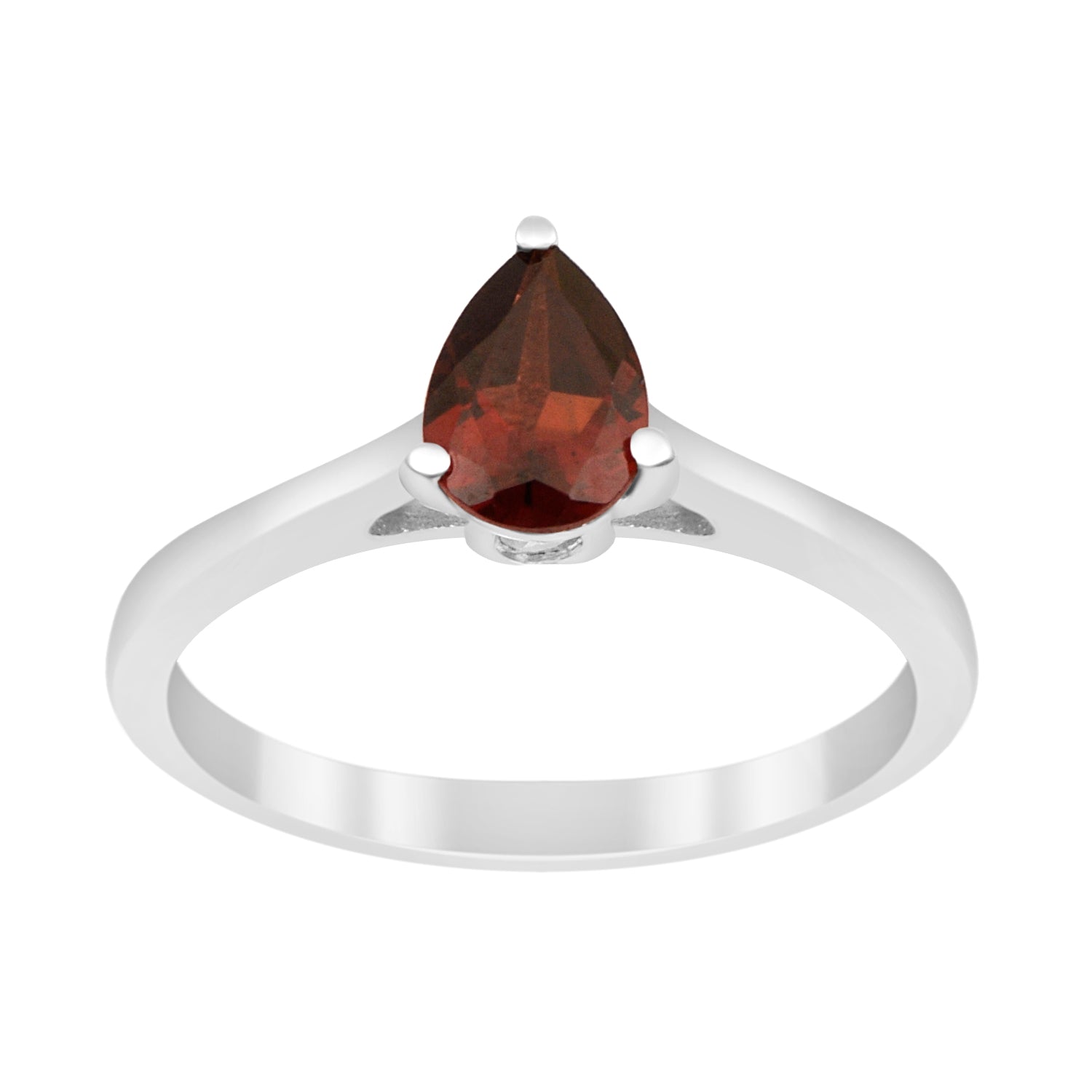 925 Sterling Silver Pear 7x5mm Garnet Gemstone Solitaire Engagement Ring - Kimaya INC