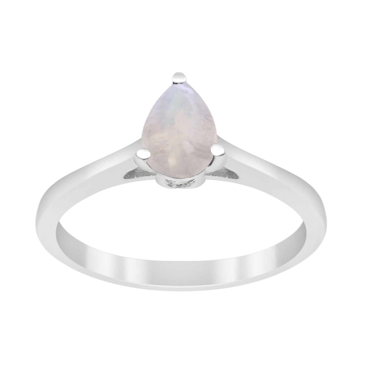 925 Sterling Silver Pear 7x5mm Moonstone Gemstone Solitaire Engagement Ring - Kimaya INC