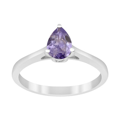 925 Sterling Silver Pear 7x5mm Tanzanite Gemstone Solitaire Engagement Ring - Kimaya INC