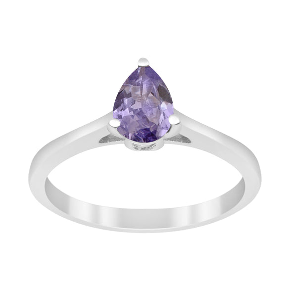 925 Sterling Silver Pear 7x5mm Tanzanite Gemstone Solitaire Engagement Ring - Kimaya INC