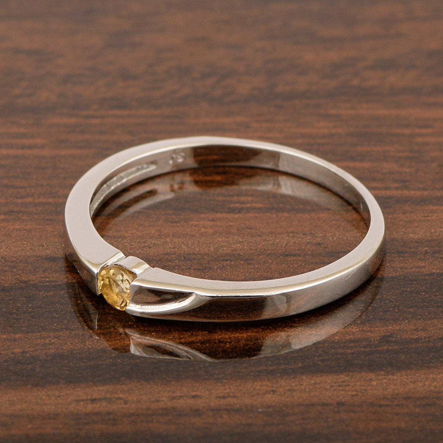 925 Sterling Silver Round 3MM Citrine Women Tiny Stackable Ring - Kimaya INC