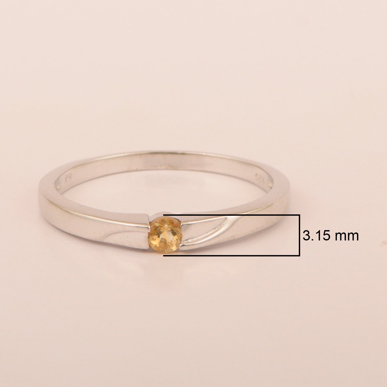 925 Sterling Silver Round 3MM Citrine Women Tiny Stackable Ring - Kimaya INC
