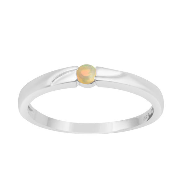 925 Sterling Silver Round 3MM Opal Women Tiny Stackable Ring - Kimaya INC