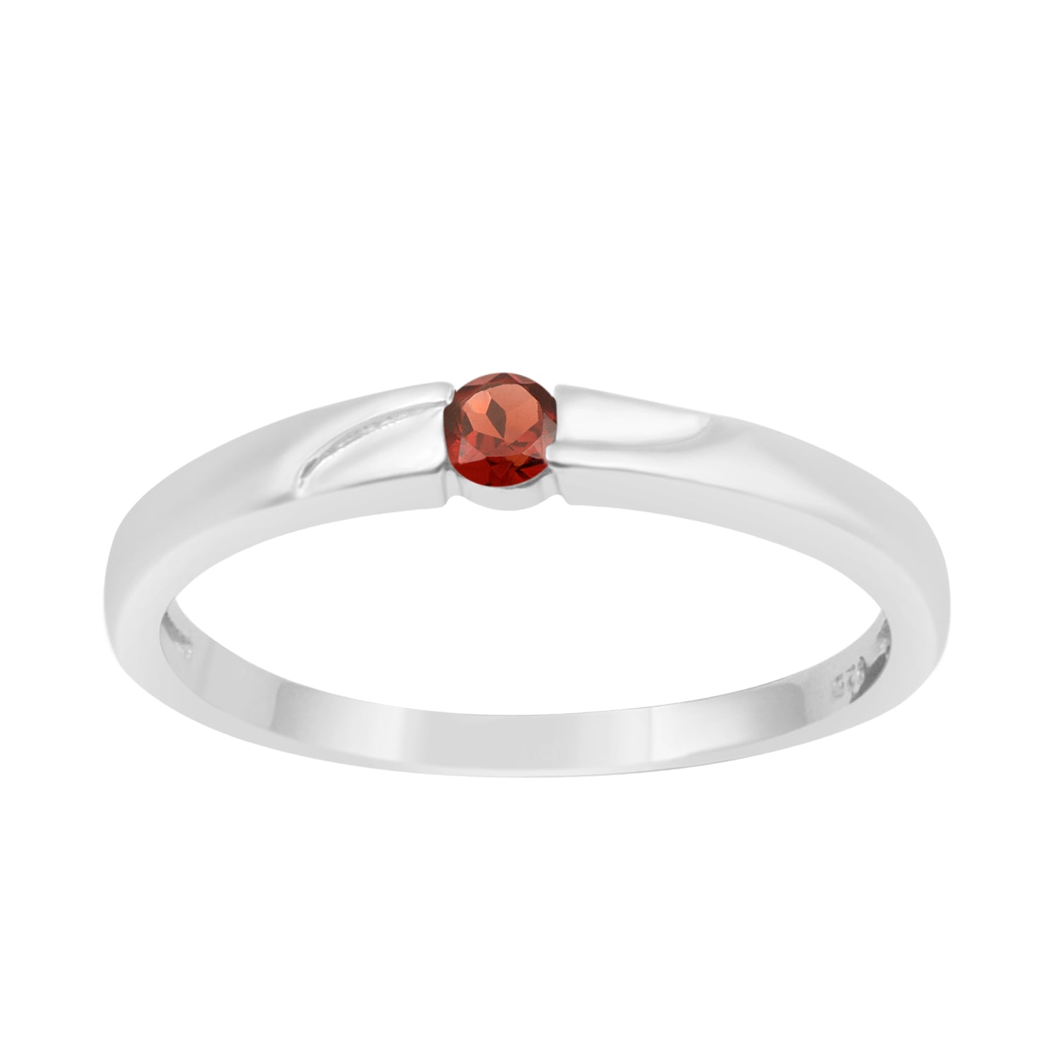 925 Sterling Silver Round 3MM Garnet Women Tiny Stackable Ring - Kimaya INC