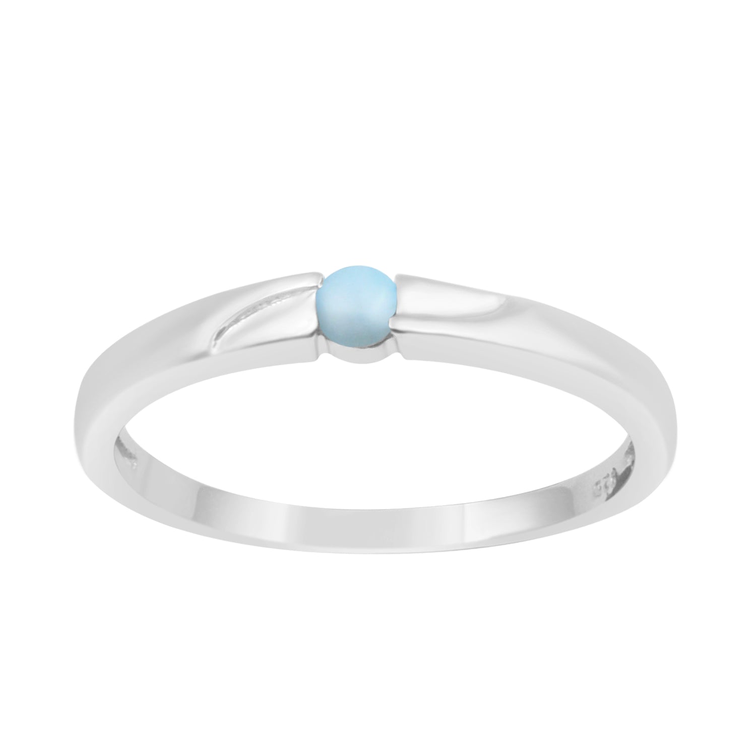 925 Sterling Silver Round 3MM Larimar Women Tiny Stackable Ring - Kimaya INC