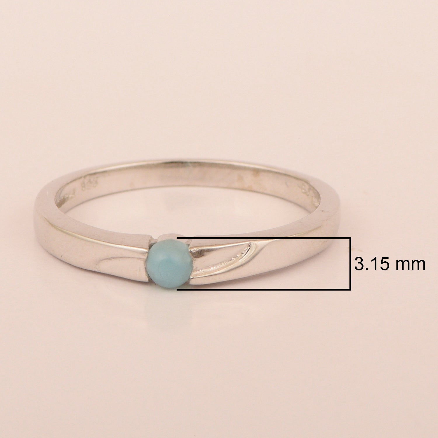 925 Sterling Silver Round 3MM Larimar Women Tiny Stackable Ring - Kimaya INC