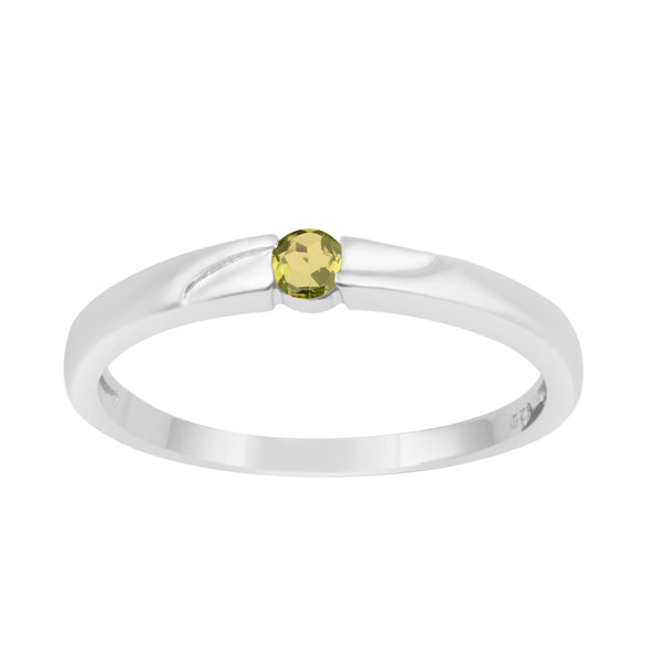 925 Sterling Silver Round 3MM Peridot Women Tiny Stackable Ring - Kimaya INC