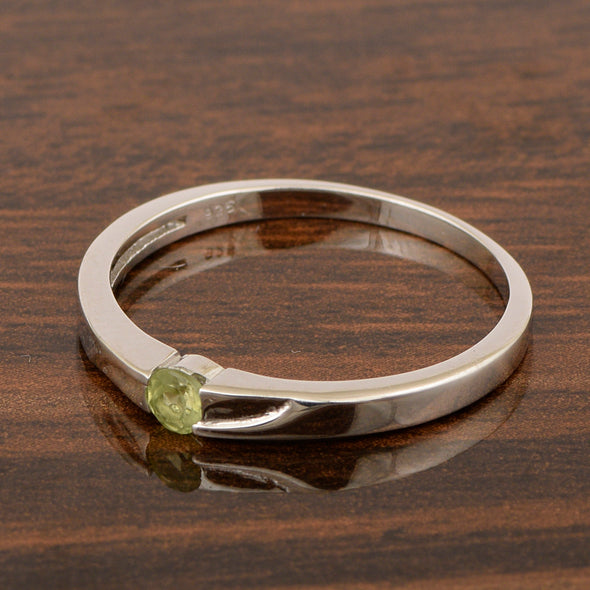 925 Sterling Silver Round 3MM Peridot Women Tiny Stackable Ring - Kimaya INC