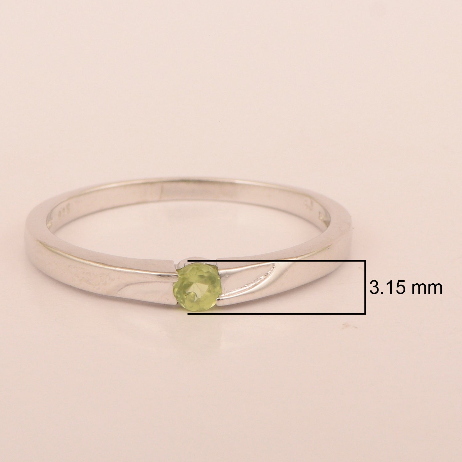 925 Sterling Silver Round 3MM Peridot Women Tiny Stackable Ring - Kimaya INC