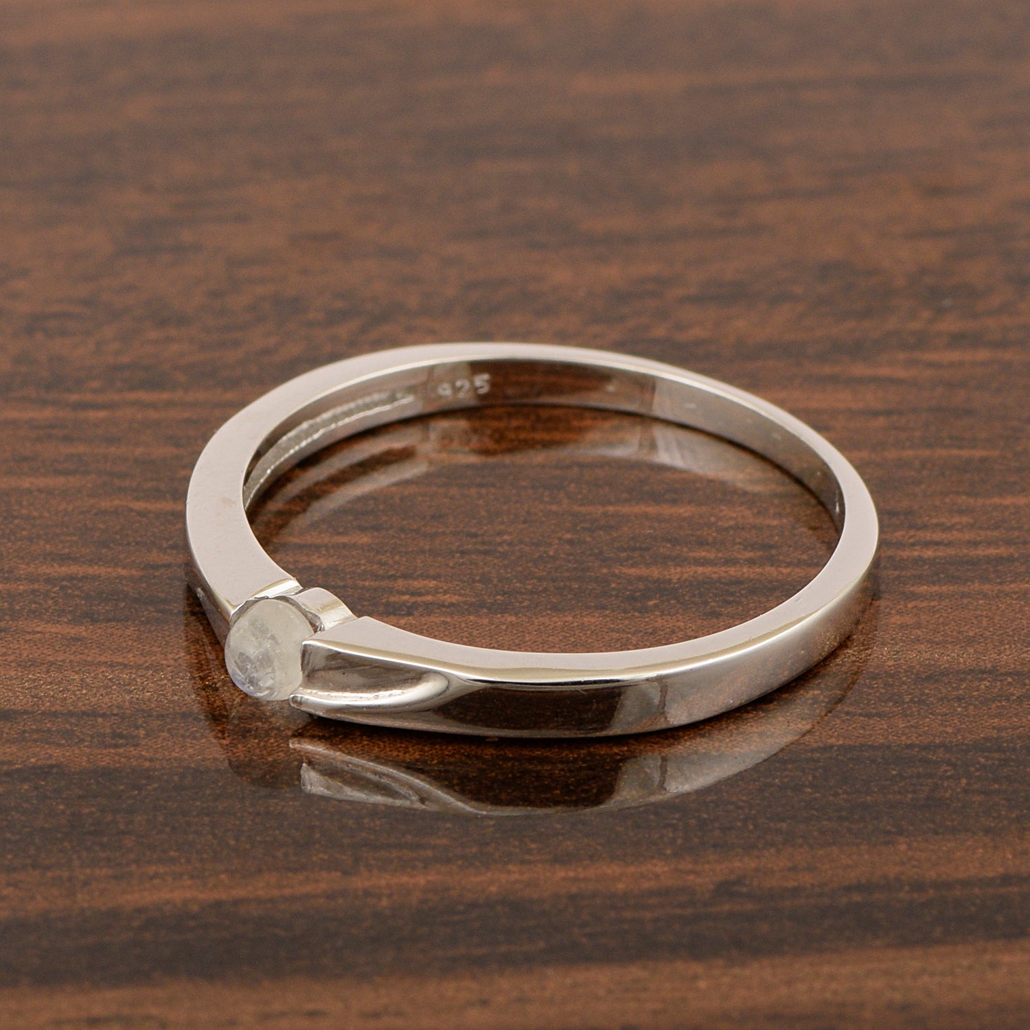 925 Sterling Silver Round 3MM Moonstone Women Tiny Stackable Ring - Kimaya INC